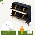thumbnail image 3 of Natural rattan shoe organizer con 4 flip cajones: narrow freestanding shoe rack con adjustable estante y metal legs para entrada, sala de estar, foyer, hallway, 3 of 9