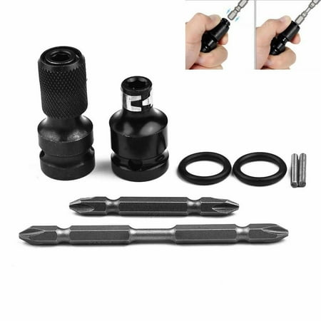 

BAMILL 4Pc 1/2 Square Drive To 1/4Hex Shank Drill Chuck Adapter and screwdriver bit set