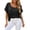 Black, variant on Women's Summer Lace-Inset Top – Round Neck Short Sleeve Casual Blouse