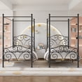 thumbnail image 4 of VECELO Metal Canopy Bed Frame Twin, Four Posters Platform Bed with Headboard and Footboard, No Box Spring Needed, Black, 4 of 8