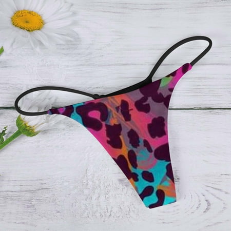 

〖Roliyen〗Thongs For Women Thong Fashion Floral Print Comfortable Breathable Low Waist Panties
