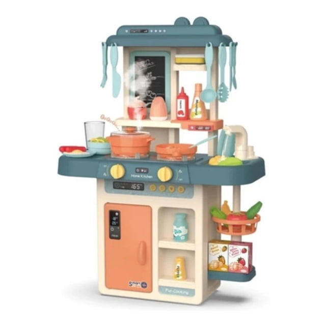 Set de juguetes de cocina con 42 accesorios azul claro para niños mayores de 3 años