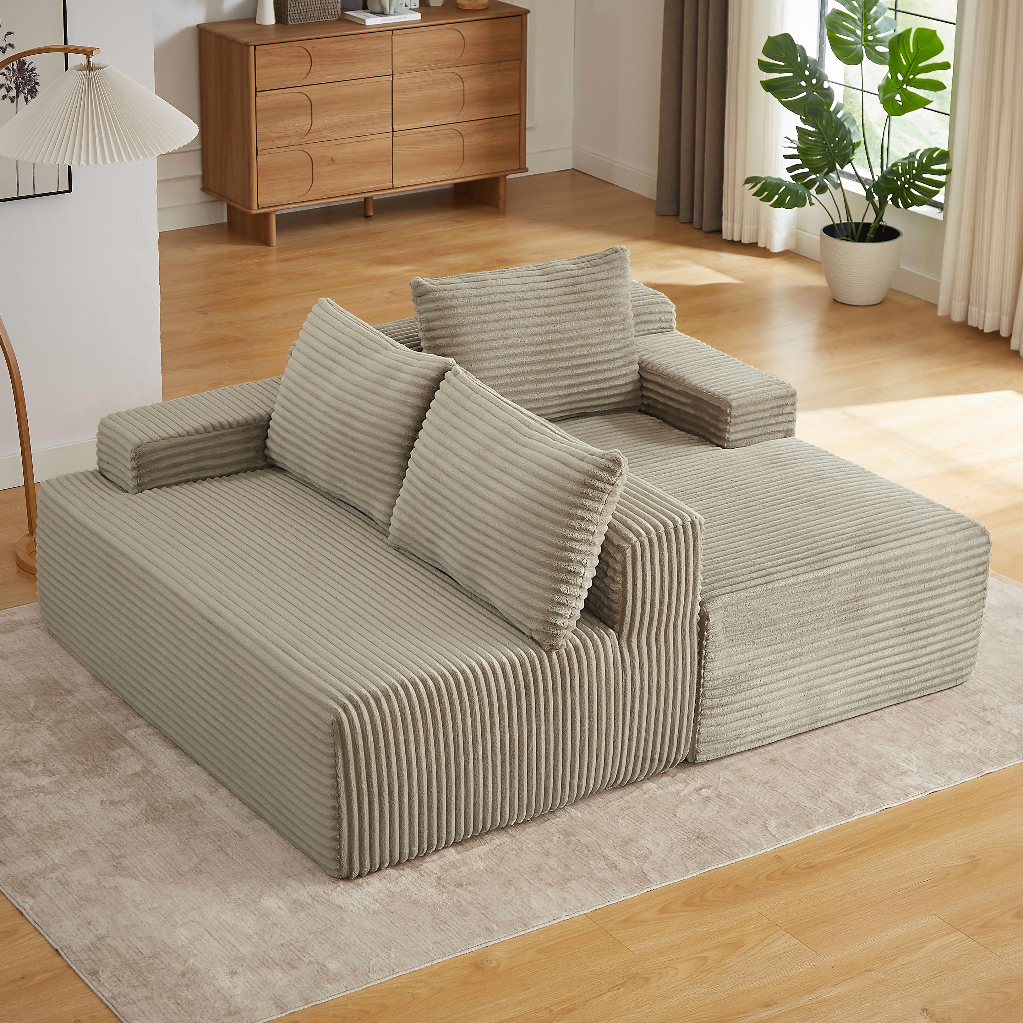 MAYEERTY L-Shaped Boneless Sectional Couch, Deep Seat Plush Sleeper for Living Room & Apartment, 96×61" Camel
