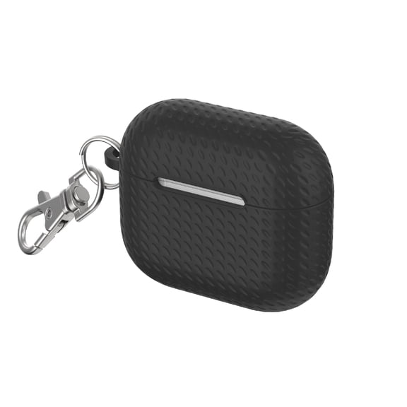 onn. Silicone Charging Case Cover with Keychain Clip for Apple AirPods (3rd generation) - Textured Black