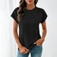 thumbnail image 5 of Camiseta Negra de Manga Larga de Manga Corta de la Mujer Batwing con Bolsillo de Canguro, Top Casual de Lana Suave para el Salón Y el Uso Diario, 5 of 6