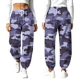 thumbnail image 5 of Lnmiateer Cozy Fleece Jogger Pants for Women High Rise Drawstring Waist Barrel Leg Pockets Street Daily Winter Warm Casual Wear, 5 of 9