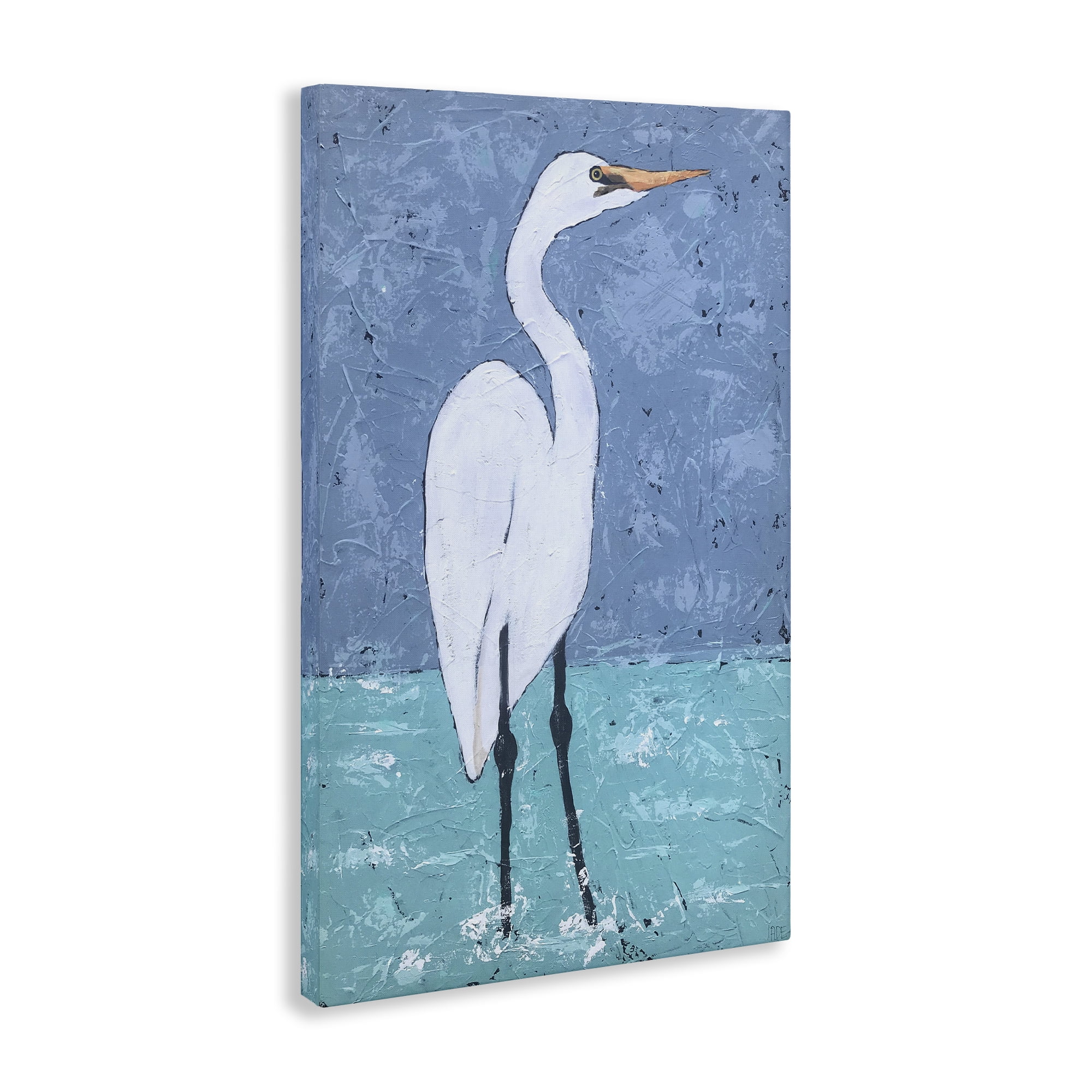 Stupell Industries Sea Heron Standing Animals & Insects Painting Gallery Wrapped Canvas Art Print Wall Art, 16 x 24