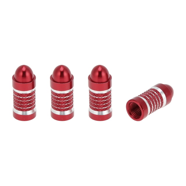 Unique Bargains 4 Pcs Tapas de Válvula de Neumático Decorativas 7x22mm Cubiertas de Polvo para Válvula de Neumático Patrón de Diamante Aleación de Aluminio Roja