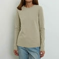 thumbnail image 4 of Wancir Womens Long Sleeve Stretch Crewneck Ribbed T-Shirt Fitted Casual Basic Tops, 4 of 5