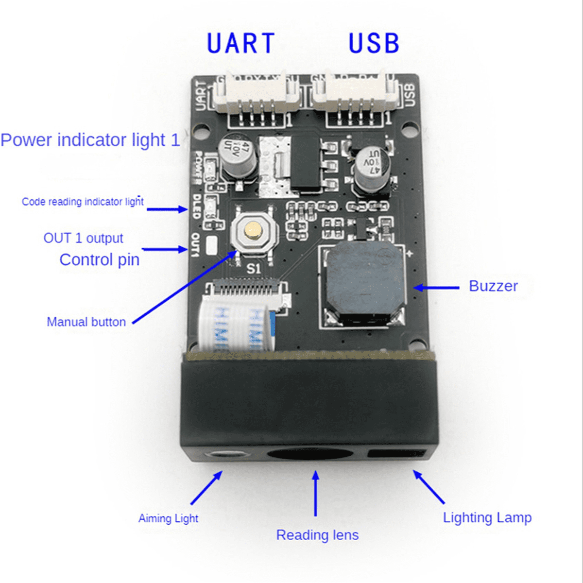2X GM865 1D 2D Barcode Scanner USB TTL Bar Code Reader QR Code Module CMOS with Cable for Bus Supermarket ,Distant Lens