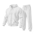 thumbnail image 3 of Delconic Mens Hoodie and Jogger Set Two Piece Tracksuit Full Zip Sweatshirt Drawstring Pants Casual Athletic Outfit White XL, 3 of 7