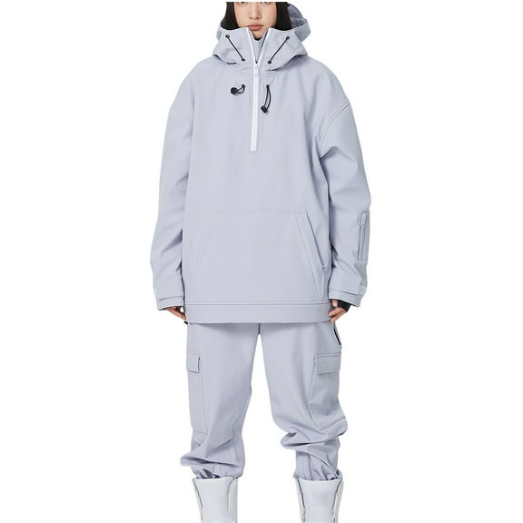 Women Ski Jacket and Pants Set Winter Windproof Single/Double Skateboarding Skiwear Warm And Fashionable Skiwear Clothes Set Purple XS