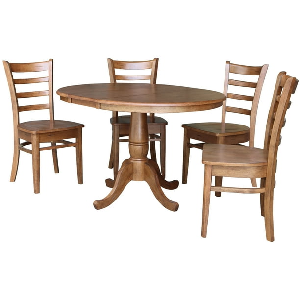 36" Round Extension Dining Table with 4 Chairs