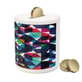 thumbnail image 3 of Geometric Piggy Bank, Retro Pattern with Colorful Mosaic Modern Optical Structure Illustration, Ceramic Coin Bank Money Box for Cash Saving, 3.6" X 3.2", Multicolor, by Ambesonne, 3 of 4