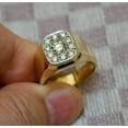 thumbnail image 2 of 2.00CT Round Cut Real Moissanite Men's Cluster Pinky Ring 14K Yellow Gold Plated, 2 of 4