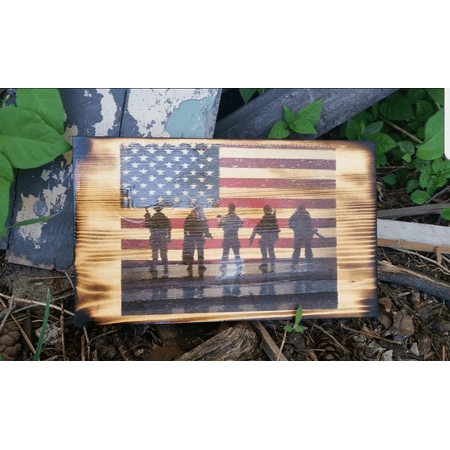 Flag & Soldiers On Wood