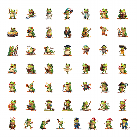 LUUFILx 50pcs Cute Frog Birthday Hat Music Cartoon Animal Sticker Laptop Stationery Tablet Locker Notebook