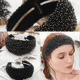 thumbnail image 5 of Diadema ancha Ormromra tejida de tela vintage para mujeres y niñas, 5 of 5