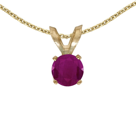 10k Yellow Gold Round Ruby Pendant with 16" Chain