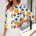 thumbnail image 6 of QSAWXQZ Women's Shrugs Cardigan Floral Print Open Front 3/4 Sleeve Crew Neck Summer Casual Boleros L, 6 of 7