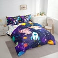 thumbnail image 3 of Manfei Cartoon Axolotl Bedding Comforter Set 7-Piece for Kids, Cosmos Outer Space Full Bedding Set, Nebula Astrology Planets Fitted Sheet Flat Sheet, Ultra Soft Home Decor, 3 of 8