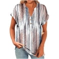 thumbnail image 3 of QATAINLAV en Liquidation Liquidation, Chemises en Lin à Boutons pour Femmes 2025 Manches Courtes Retroussables Col en V Blouse Décontractée Mode Imprimé Floral Henley Chemises Tunique de Plage Multicolore TTG, 3 of 9