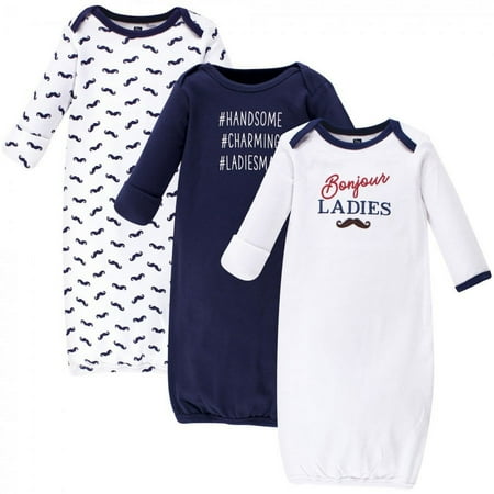 UPC: 0660168536393 | Hudson Baby Infant Boy Cotton Long-Sleeve Gowns 3pk  Bonjour  0-6 Months