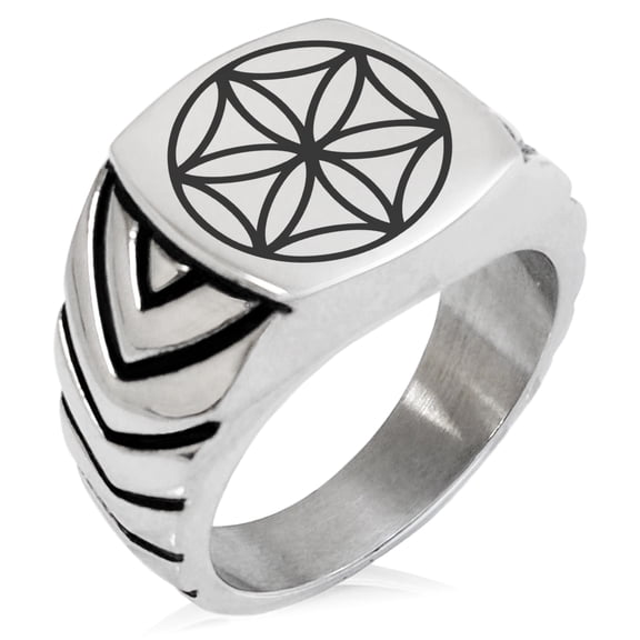 Tioneer Stainless Steel Pattern Biker Style Polished Ring