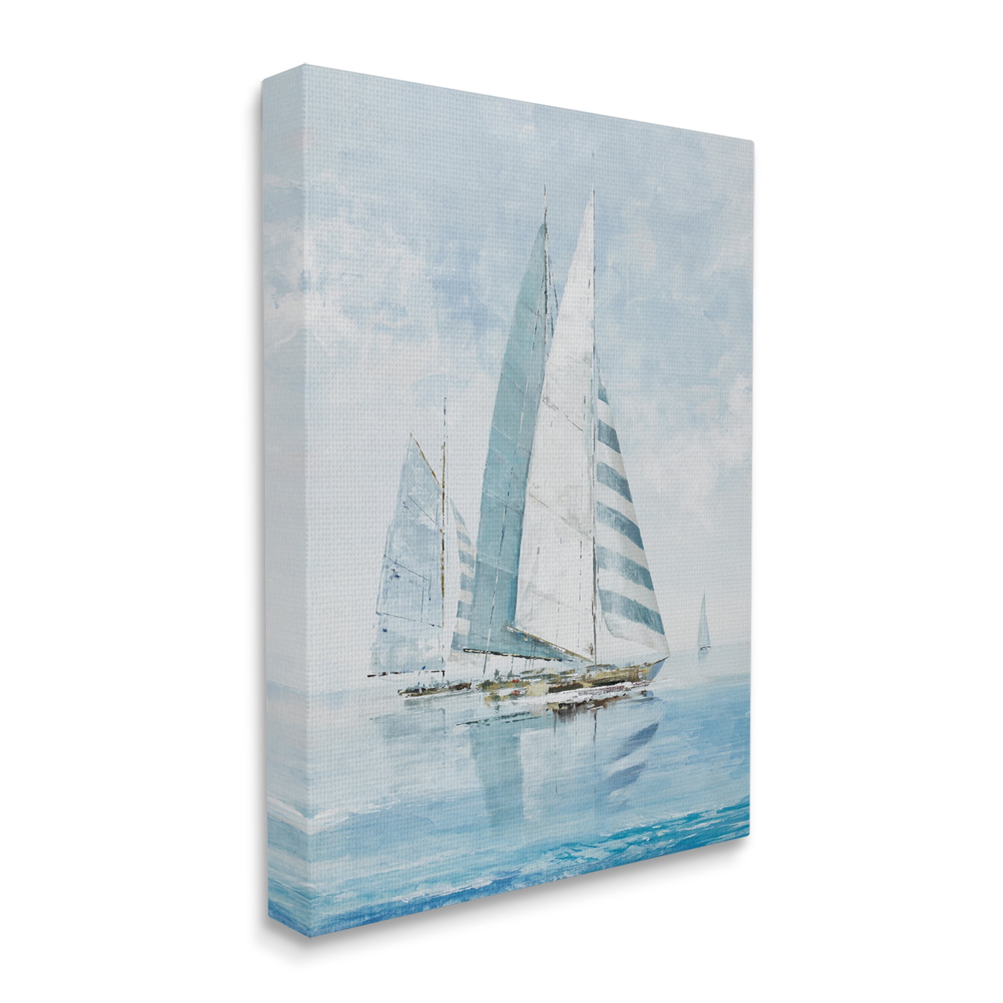 Stupell Industries Blue Maritime Sailboats Transportation Painting Gallery Wrapped Canvas Art Print Wall Art, 16 x 20