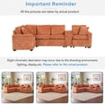 thumbnail image 5 of 120.5 "L-shaped Convertible Sofa Bed with Pull Out Bed and Cup Holders, Modular Sectional Sofa with Durable Suede, for Apartment, Living Room, Orange, 5 of 9