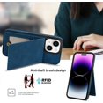 thumbnail image 3 of Phone Case for iPhone 13 6.1 inch Wallet Cover with Tempered Glass Screen Protector and RFID Slim Credit Card Holder Slot Stand Cell Accessories iPhone13 5G i i-Phone i13 iPhone13case Women Girls Blue, 3 of 13