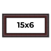 15x6 Frame Brown Round Mahogany Solid Wood Picture Frame | 1.625 Inch Moulding Width | with UV
