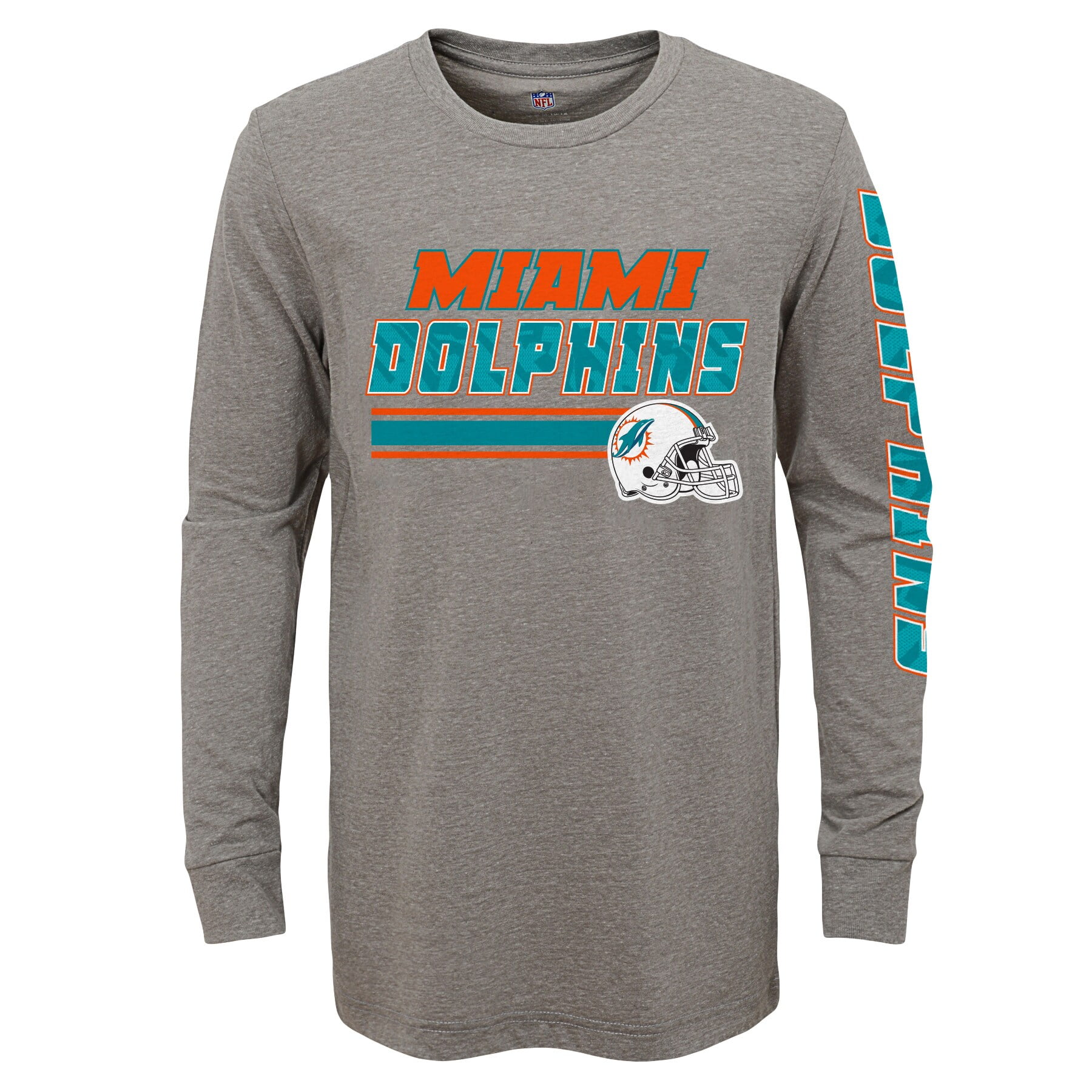 Youth Gray Miami Dolphins Tri-Blend Long Sleeve T-Shirt - Walmart.com ...