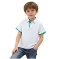 thumbnail image 2 of HOMADLES Boys Short Sleeve Pique Polo Shirt School Uniform Breathable Lapel T Shirts, White 13-14 T, 2 of 6