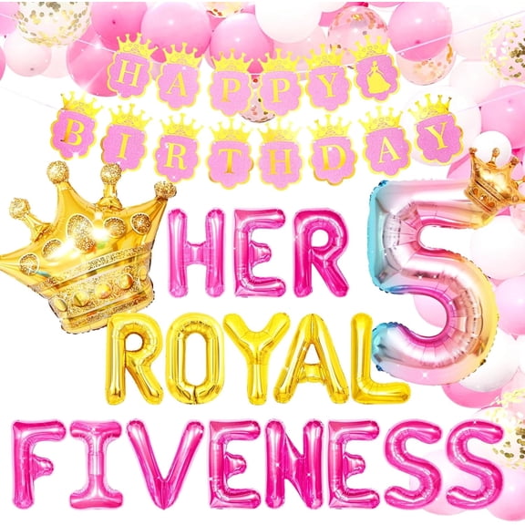 Birthday Theme Party Decoration Set Pink and Gold Shining Balloon Combination