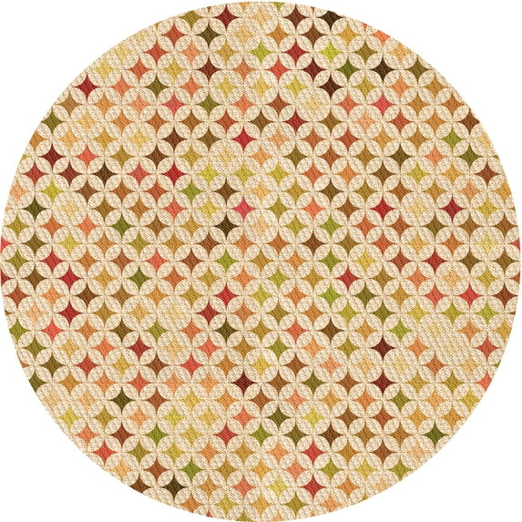 Ahgly Company Indoor Round Patterned Golden Blonde Gold Area Rugs, 6' Round