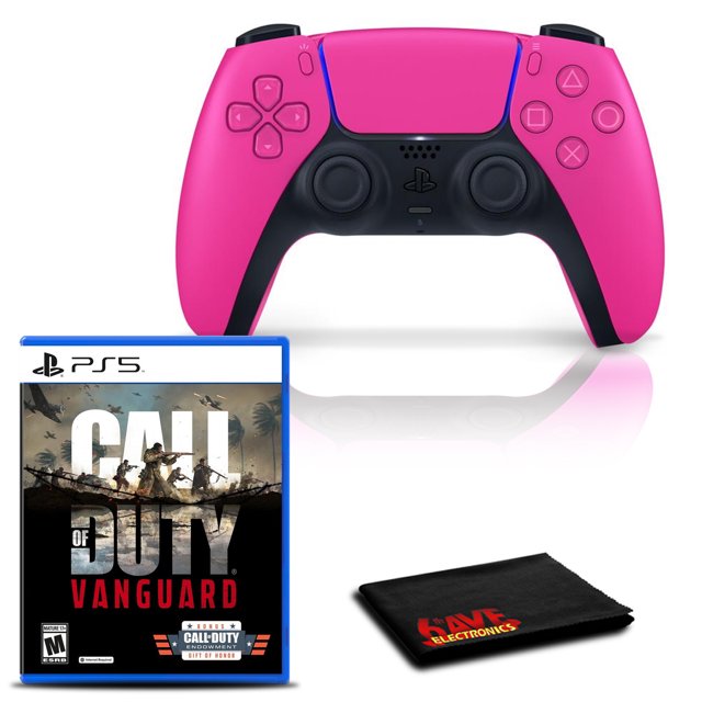 PlayStation Mando Inalámbrico 5 DualSense (Rosa Nova) con Call of Duty Vanguard y Paño de Limpieza 6Ave