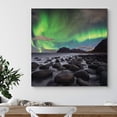 thumbnail image 3 of HFDF Canvas Print Wall Art Green Aurora Borealis Northern Lights Astronomy & Space Sky Digital Art Modern Art Global Scenic Colorful Multicolor for Living Room, Bedroom, Office 20x16inch Framed, 3 of 5