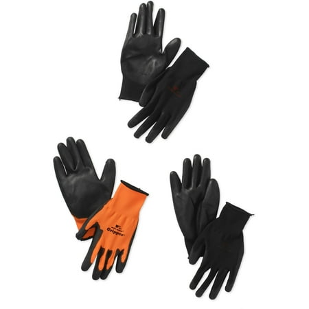 - 559LF The Gripper Work Gloves in Hi Viz Orange, PU-Coated, One Size Fits Most, 3-Pack