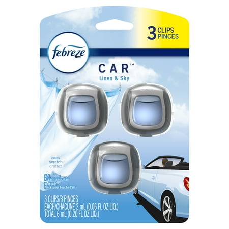 Febreze Car Odor Eliminating Air Freshener Vent Clips Linen