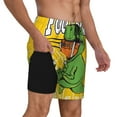 thumbnail image 2 of Fuzoiu T-Rex Playing Football Print Men's Swim Shorts,Quick-Dry Double-Layer Swim Trunks,Board Trunks,Beach Shorts Swimwear Bathing Suits-Large, 2 of 6