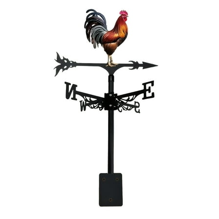 Colorful Iron Rooster Wind Vane - Decorative Metal Weathercock for Gardens, Barns & Patios - Farmyard & Home Decor