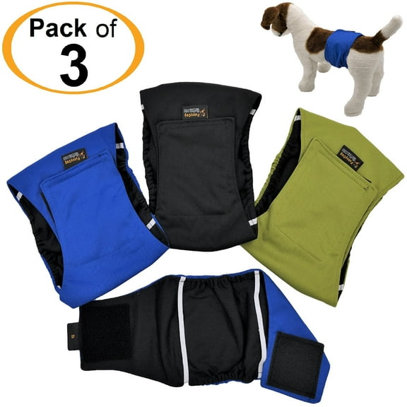 Pack of 3 Male Dog Diapers Waterproof Leak Proof Belly Band Wrap Washable for Small Medium and Large Pets
