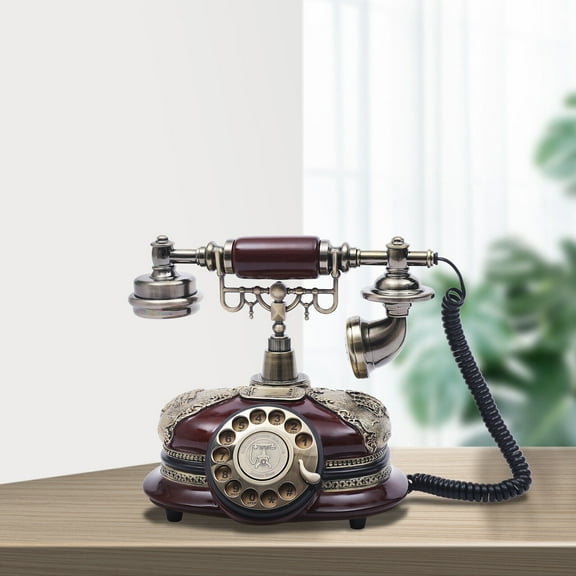Resin Retro Rotary Phone European Vintage Dial Telephone Handset Landline Phone
