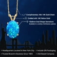 thumbnail image 2 of Gem Stone King 14K Yellow Gold Simulated Blue Opal Pendant Necklace for Women | 0.85 Cttw | Gemstone October Birthstone | Oval Cabochon 10X8MM | With 18 inch Chain, 2 of 6