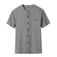 thumbnail image 5 of Utoimkio Men's Linen Shirts Casual Lightweight Short Sleeve Button Down Solid Dress Shirt Summer Beach Shirt Tops for Men, 5 of 9