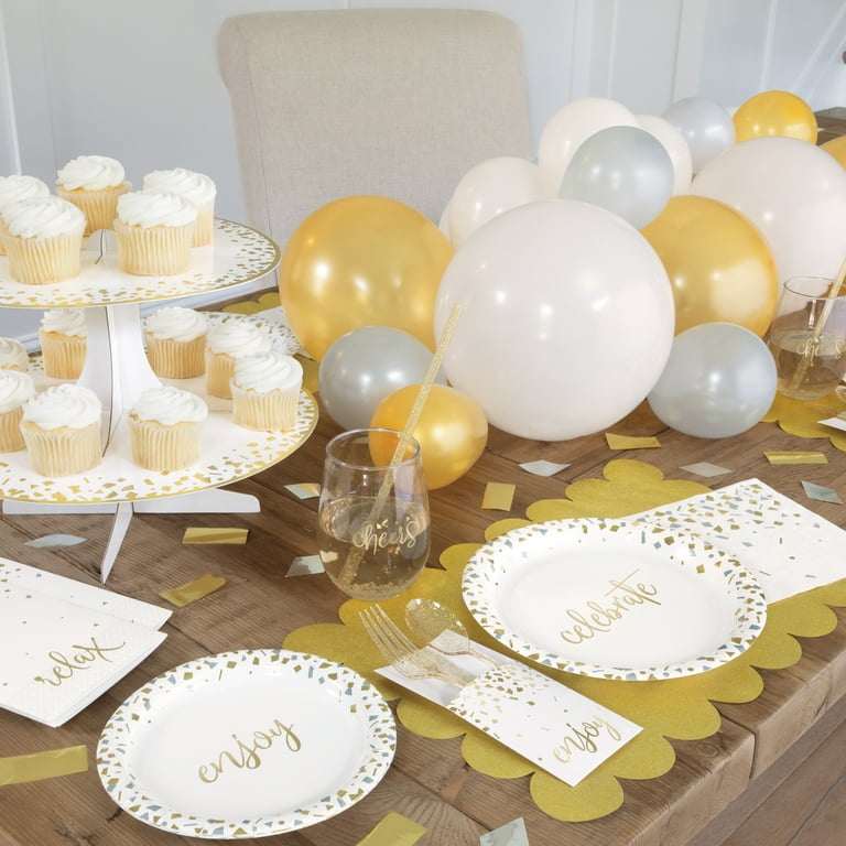 Gold confetti 2024 paper plates