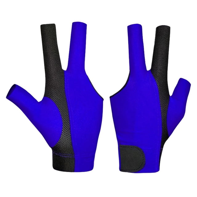 1Pcs Billiards Gloves 3-Finger Pool Snooker Glove Breathable for Left Rght Hand Black Blue