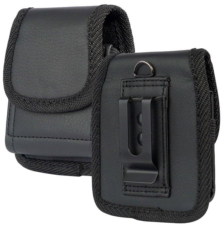 Nakedcellphone Black Vegan Leather Vertical Pouch With Belt Loop Metal Clip Magnetic Closure For Samsung Z Flip 5g Z Flip 3 Sm F700 Sm F707 Sm F711 Walmart Com