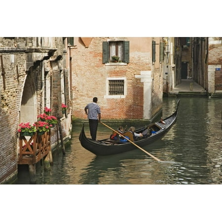 Italy, Venice. Tourists on gondola ride in canals. Print Wall Art By Jaynes